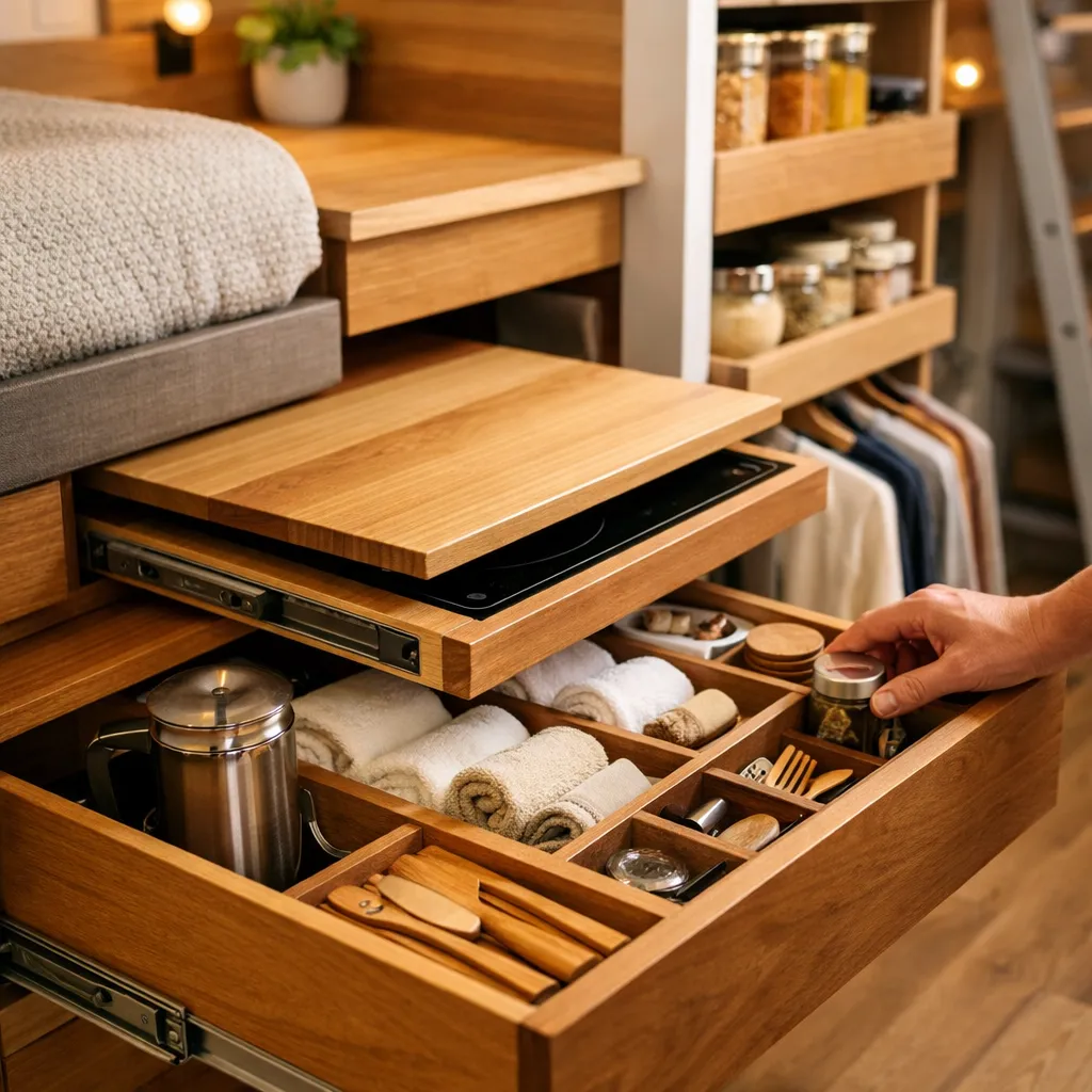 Aménagement intérieur optimisé d'une tiny house